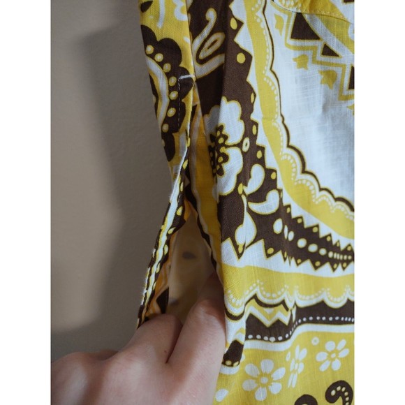 Talbot's Women's 10 Yellow Brown Skirt Geometric Groovy Vintage - Picture 8 of 10